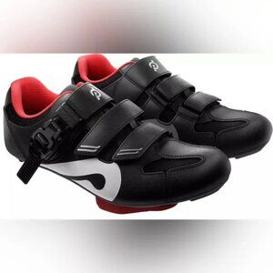 Pelaton Cycling Black White Red Shoes Unisex